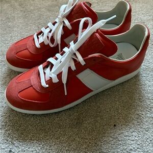 Maison Margiela Orange and White Leather Sneakers